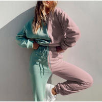 Ropa Deportiva de costura simétrica para mujer, traje de sudadera de dos piezas, traje de moda - details 1