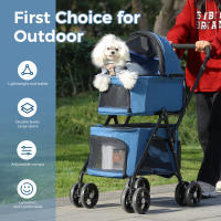 Carrito para mascota, plegable,para perros y gatos, con ruedas giratorias de 360 grados y cinturón de seguridad - details 2