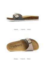 Sandalias planas de mujer 2024 con puntera de corcho, tallas de verano 6-11, zapatillas antideslizantes ajustables - details 7