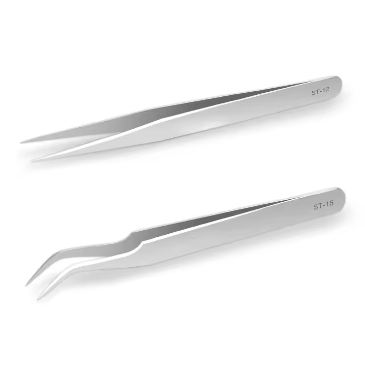 Eyelash Extension Tweezers Stainless Steel Straight and Curved Volume Lash Tweezers Set for Eyelash Extension Professiona - 1