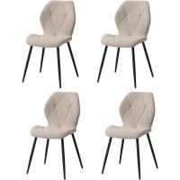 Sillas de Comedor Nórdicas 4 Piezas Tapizadas, Cojines de Tela con Patas de Metal - details 5