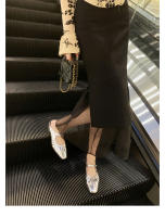 Medias zapatillas francesas sandalias de mujer zapatos Mary Jane de un pedal zapatos Muller de tacón grueso para mujer - details 48