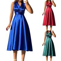 Elegante Vestido de Noche de Seda sin Mangas y sin Espalda Sexy Escote en V para Mujeres - details 5