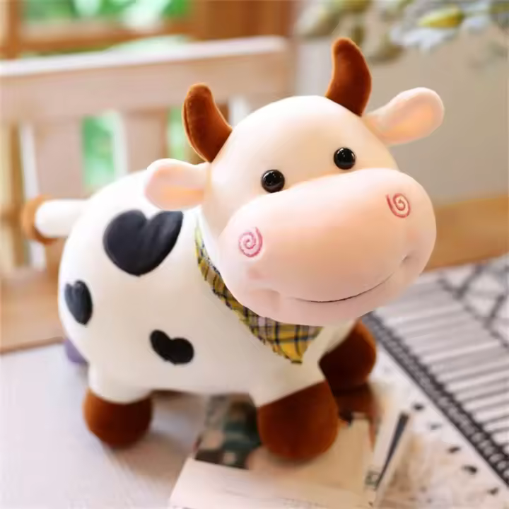 Muñeco de Goma de Animal de Algodón con Diseño de Vaca Lindo de Dibujos Animados para Niñas Decoración de Hogar Relleno - 1