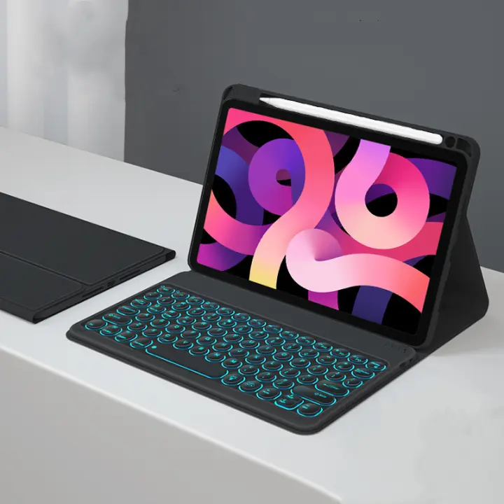 Funda con Teclado retroiluminado para Xiaomi Mi Pad 5 / Mi Pad 5 Pro, cubierta de tableta de 11 pulgadas con portalápices, teclas redondas en Español - 1