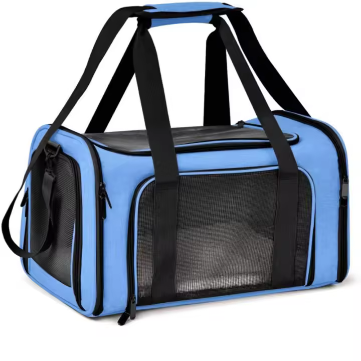 Bolsa de transporte plegable para mascotas, bolso portátil de cara suave para gato, almohadilla de forro polar extraíble, correa de hombro ajustable, estuche de transporte para perros, viaje - 1