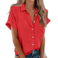 Blusa lisa de manga corta para mujer, camisa informal de un solo pecho, de moda - details 21