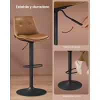 Juego de 2 Taburetes de Bar Sillas Altas Giratorias Regulables en Altura Acolchado PU - details 7