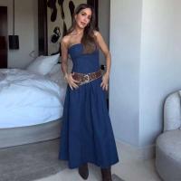Vestido de moda con hombros descubiertos para mujer, Vestidos largos ajustados sin mangas con espalda descubierta de mezclilla para mujer, Vestidos de primavera y verano 2025 para mujer - details 19