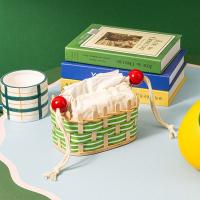 Caja de toallas de papel tejida bohemia, forro de tela, cesta de tejido de escritorio tejida a mano, contenedor de papel de extracción suave creativo - details 4