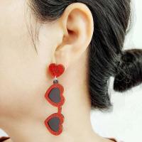Kuguys - Hermosas gafas de sol para mujer, aretes colgantes en forma de corazón, joyería acrílica de playa Trcal de verano, blanco, rosa y rojo - details 3