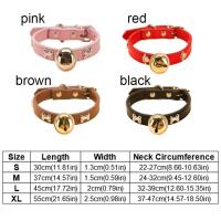 Cadena de campana dorada para perro, Collar de campana con estampado de pata de gato de PU, anillo de cuello de perro de aleación ajustable con campana, Collar de fiesta para perro - details 0