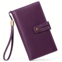 Cartera larga para mujer, grande, bloqueo antirrobo, tarjeta triple con monedero y soporte para libreta de cheques - details 3