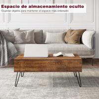 Mesa de Centro Elevable y Extensible Con Espacio Interno, Auxiliar Con Patas Metálicas Para Salón, 95x50x(40-55,5) cm, Marrón Rústico, BTS18hov - details 7