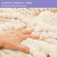 Chunky Knit Blanket Throw, Cream Yarn Chunky Blanket, Large Chunky Knit Throw Blanket for Couch, Chunky Throw Blanket for Bed - details 6