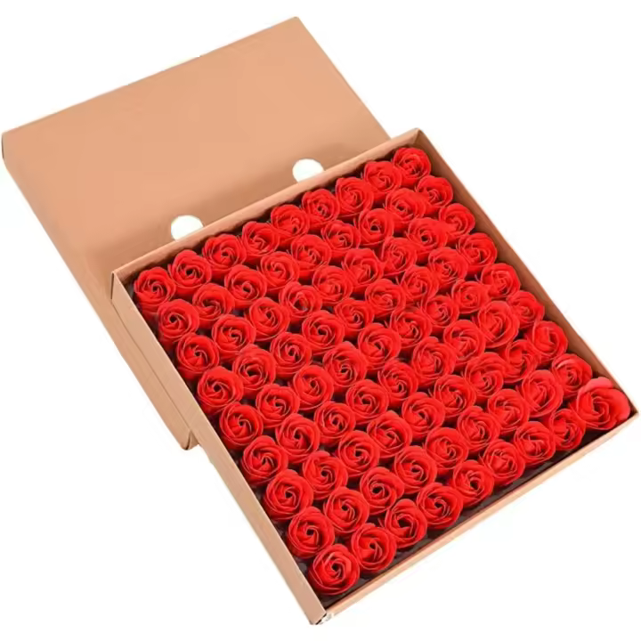 Juego de 81 Jabones de Baño Aromáticos Hechos a Mano Aroma a Rosas Diseño de Capullos con Pétalos - 1