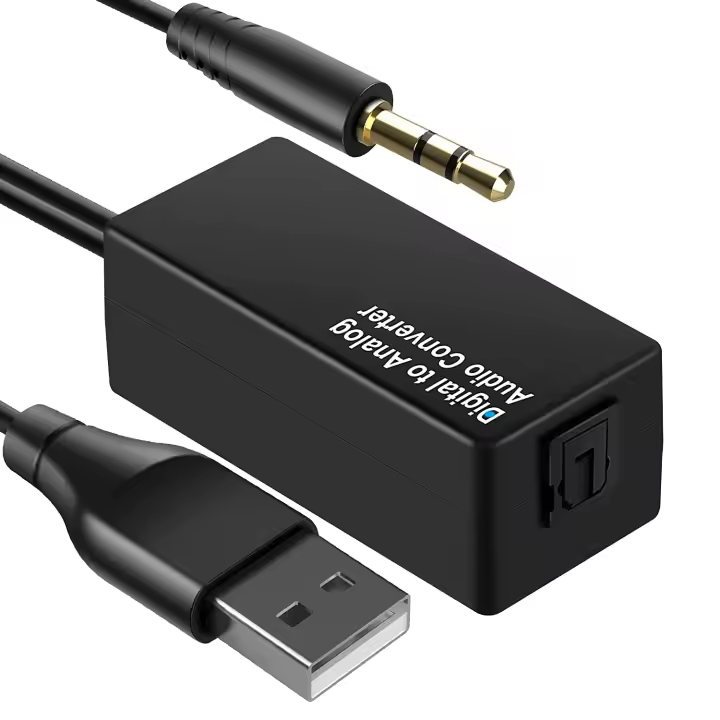 Convertidor de Audio Digital a analógico de 192KHz, adaptador de Cable de Audio DAC óptico Toslink a analógico Jack de 3,5mm - 1