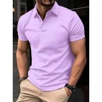 Polo de manga corta para hombre, camisa informal de Color sólido con botones - details 3