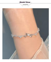 s925Loving Heart in Sterling Silver Zircon Bow Bracelet Female Diamond Niche Design Affordable Luxury Style All-Match - details 4