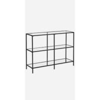 Tavolo Consolle Ingresso, Scaffale a 3 Ripiani in Vetro Temperato, 30 x 100 x 73 cm, Struttura Metallo, Moderno, Corridoio Soggiorno Camera da Letto, Oro Metallico e Trasparente LGT27G - details 7