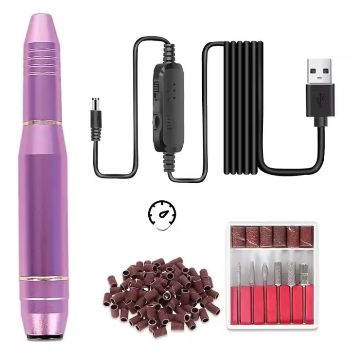 Mini afilador portátil, pulidor eléctrico USB recargable, taladro y máquina de calado con juego de uñas acrílicas - 1