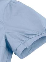 2025 nuevo Retro Turn Down Collar abotonada plisado sólido vestido de camisa de algodón de manga corta mujeres lisos Vintage vestidos hasta la rodilla - details 12