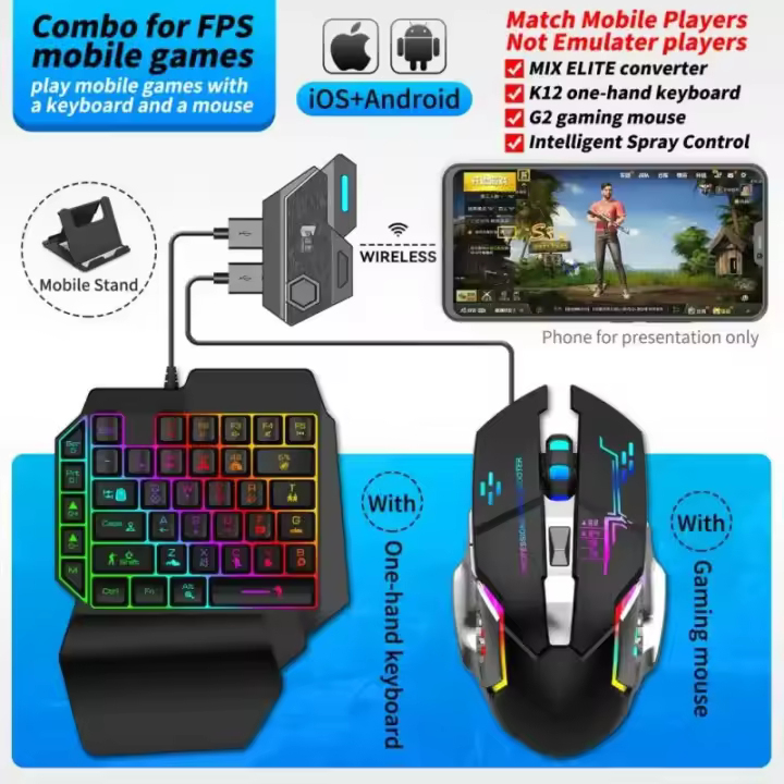 Juego de tronos mixse, teclado y ratón convertidor, pubg, pistola inteligente, teléfono móvil periférico - 1