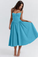 Vestido de mujer sin mangas y hombros, diseño elegante, vestido de corte - details 21