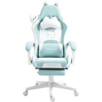 Silla de juego para ordenador, diseño ergonómico, con respaldo alto, soporte lumbar, reposapiés, piel sintética - details 0