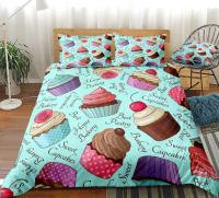 Cubierta de Edredón con Diseño de Rey y Reina de Pasteles de Dibujos Animados para Cama de Niños Regalo de Cumpleaños Polyester Set de Muebles de Dormitorio con Helado y Cupcake - details 11
