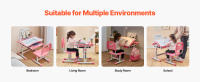 SucceBuy Juego de escritorio y silla de estudio ajustable para niños con lámpara, escritorio inclinado (0-40 ° ), Personalización de altura, Rosa - details 5