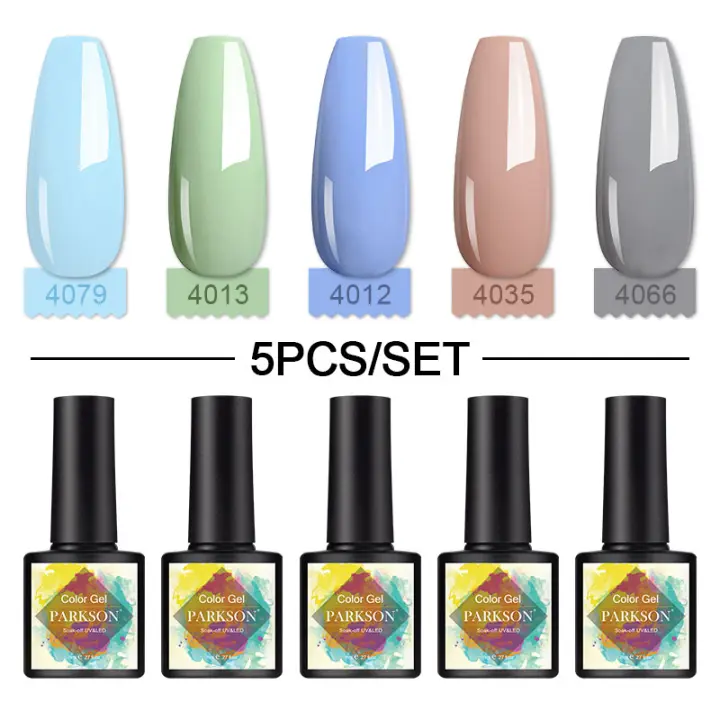 Parkson-Juego de esmaltes en Gel con purpurina para uñas, Set de 5 piezas y 8ml, laca de Gel para manicura, a la moda, 81 colores - 1