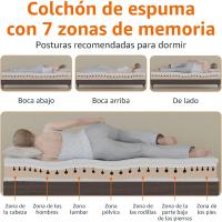 Colchón de Espuma Viscoelástica de Media Dureza 7 Zonas Differenciadas 90 x 200 x 20cm Blanco - details 4