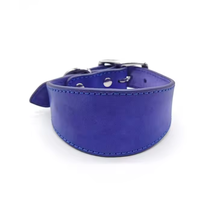 Collar ancho ajustable para perro, collares de cuero de vaca suaves y grandes, cómodos, sin tirones, correa para mascotas, galgos italianos - 1
