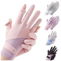 Guantes con protección solar transpirables, manoplas con protección solar Anti-UV, guantes de seda helada, guantes coloridos elegantes con protección solar para verano para correr - details 0