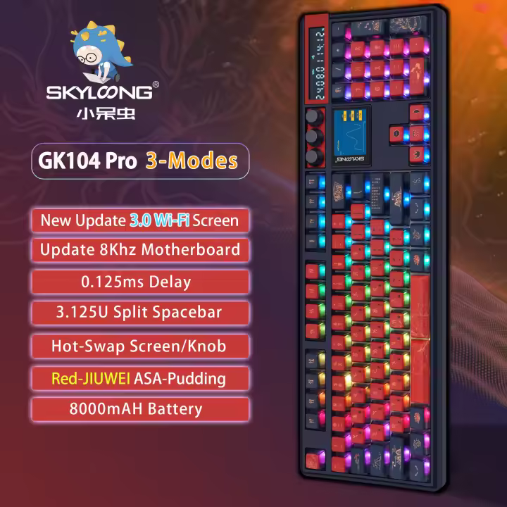 SKYLOONG GK104 Pro Teclado Gamer Mecánico Tamaño Completo Inalámbrico Retroiluminado RGB - 1