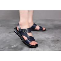 Sandalias de verano para hombre, cómodas sandalias de cuero con plataforma para exteriores, suela suave antideslizante, zapatos informales de trekking para verano, zapatos de playa para niño - details 25