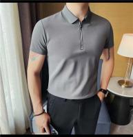 Polo de manga corta bordado de malla transpirable de verano para hombre, camiseta informal de negocios con solapa y media cremallera, - details 42