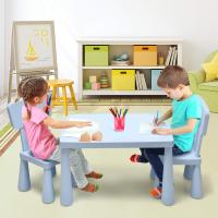 Juego de Mesa y Silla Infantil de Plástico Conjunto de 3 Piezas para Niños de 1-7 Años Azul - details 3