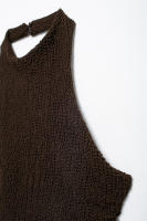 Estilo de mujer Marrón Cuello Halter Tejido ss, Sin mangas, Elegante - details 4