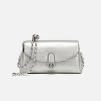 Elegante Bolso de Plata Correa de Cadena Chic, Cierre de Cerradura, Forro de Poliéster, Bolso Versátil para Mujeres Accesorio de Estilo - details 4