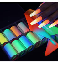 Pegatinas de Arte de Uñas Fluorescentes Clou Beaute 10 Rolls Caja Gradiente Neón Naranja Caramelo Cielo Estrellado Papel de Transferencia Colorido - details 7