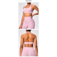 Sujetador deportivo de estilo europeo y americano con cuello halter, alta elasticidad, nylon mate, gran espalda abierta, top de yoga para mujeres - details 12