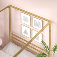 Patricia Cama 150x190 cm Altura 36 cm con almacenamiento bajo la cama Somier con dosel de metal y soporte de lamas de acero Oro - details 3