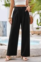 Pantalones de cintura alta para mujer, pantalones de vestir lisos a la moda, pantalones holgados de pierna recta para primavera y otoño - details 1