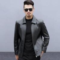 Chaqueta Bomber de Cuero Falsio Delgada Abrigo Veterano con Cremallera y Bolsillos para Hombres - details 2