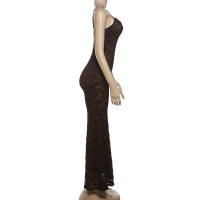 BUNO-Sexy vestido de encaje marrón con tirantes para mujer, vestidos elegantes lisos ajustados con envoltura en el pecho, vestidos de fiesta de noche para mujer, Club de graduación 2025 - details 16
