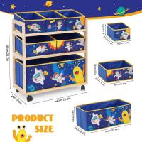 Estantería Infantil con Ruedas 6 Cajas de Tela No Tejida Extraíbles para Sala de Juegos, Escuela - details 2