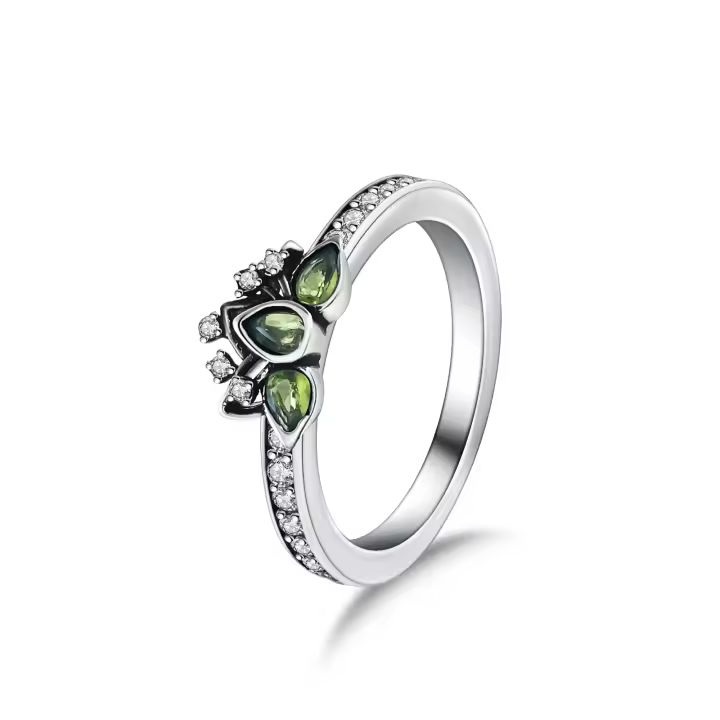 Anillo de Plata de Ley 925, anillo de hojas brillantes para mujer, circonita cúbica CZ, estrella, Luna, flor, joyería de boda, anillos, regalos - 1