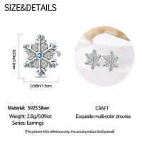 Pendientes de plata con borlas de copos de nieve azules y diamantes, lazo rojo para mujer, joyería creativa, regalos temáticos navideños - details 17
